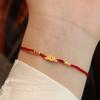 Pulseira de Corda Vermelha Tecida à Mão Ajustável Prata S925 Tecida Cabana da Fortuna Corda da Sorte Joia de Mão Feminina
