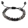 Pulseras Trenzadas de Piedra Volcánica Negra para Hombres y Mujeres 8mm Cadena Azul Personalizada Cuerda de Mano de Pareja En Stock Tendencia