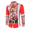Europa Venta Caliente Serie Navideña Impresa en 3D Creativa Divertida Casual Holgada Festival Limitada Camisa de Manga Larga para Hombre