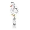 Novo Acrílico Glitter Morango Médico Pato Flor Retrátil Fivela Fácil de Puxar Adesivo de Tecido Rotativo Clipe de Crachá Fácil de Puxar