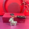 Llavero de Oro Puro Estilo Chino Minimalista Año del Caballo, Correa para Teléfono Riqueza Instantánea, Colgante para Bolso, Artículo de Regalo Popular
