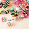 Juego mixto de 12 colores de junta de color transfronteriza, perforación de uña de acrílico tipo lengua, anillo para pezón, joyería para uñas de tira, venta al por mayor