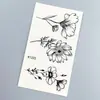Pegatinas de Tatuaje Florales Minimalistas Transfronterizas Blanco y Negro Línea Rosa Impermeables Temporales para Mujeres Pegatinas de Tatuaje Estilo Fresco