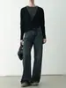 Estilo Old Money Suéter de Punto de Lana Gris de Manga Larga Falso Dos Piezas Cuello en U Adelgazante Ropa Interior para Mujer Otoño/Invierno 2026 Nuevo Artículo