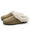 2026 Nieve Retro Rodete de Pelo Rizado Zapatillas Perezosas Mujer Moda Versátil Mate Suela Plana Punta Cuadrada Birkenstock Medias Zapatillas Modernas