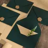 Envelope Verde Escuro Texturizado, Espessado com um Toque de Luxo, Cartão de Cumprimentos, Convite com Selo de Cera, Papel de Carta Vintage para Escrever Cartas de Amor