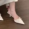 Sandalias Puntiagudas Moradas para Mujer, Combinadas con Faldas, Nuevo Estilo 2025, Elegancia Francesa Inspirada en Chanel, Tacones Altos de Tacón Fino