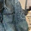 Nueva Chaqueta de Mezclilla Lavada Estilo Retro Americano para Primavera y Otoño para Hombres y Mujeres, Diseño Holgado con Cuello Semi Alto, Chaqueta con Cremallera de Trabajo