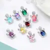 Estilo Caliente Europeo y Americano Juego de Tres Piezas de Piedras de Colores Accesorios de Joyería de Simulación Piedra Colorida Collar de Tortuga Pequeña Anillo Pendientes Mujeres Venta al por Mayor