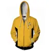 2022 Novo Cardigan com Zíper Estampado 3D de Star Trek Jaqueta Esportiva com Capuz Roupas de Cosplay Suéter