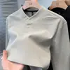 Exportação transfronteiriça, gola alta pequena, camiseta de manga longa em malha waffle, novo estilo masculino primavera/outono, top com colarinho semiaberto, top estilo Henley