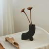 Entrada Nórdica Lujo Negro Mate Cerámica Quemada Lisa Jarrón Decorativo Candelabro Creación de Atmósfera Casa de Huéspedes Sala de Estar Decoración del Hogar