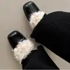 Design de Nicho Salto Grosso Bico Quadrado Feminino Sapatos de Algodão Outono e Inverno 2025 Nova Moda Versátil e Confortável Sapatos de Algodão para Mulheres