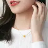 Pingente de Ouro para Mulheres, Ouro Puro 999, Pingente de Colar com Conta de Ouro Olho de Gato, Presente de Conta da Sorte para Mulheres, Item Popular para Atacado
