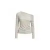 Blusa de rayas tejidas a color estilo coreano, camiseta de manga larga ajustada de un solo hombro para mujer, top asimétrico de hombro