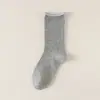 Calcetines de algodón puro de color liso para mujer, para primavera y otoño, hasta la pantorrilla, sin costuras, antibacterianos, de ajuste holgado, con borde enrollado, calcetines de maternidad, al por mayor