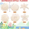 Conjunto Personalizado Transfronteiriço Novo de 60 Peças de Madeira Crua para Escultura de Flores DIY Artesanato de Pintura para Crianças