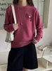 Suéter de Punto Redondo Pequeño Fresco Estilo Coreano con Parche de Caballo Tejido a Mano para Mujer Estilo Perezoso Ropa de Punto Otoño e Invierno Zez