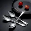 Cuchara de Acero Inoxidable Forma de Gota de Agua, Cuchara Pulida para el Hogar, Cuchara de Postre Estilo Occidental, Fabricante Mayorista de Vajilla Transfronteriza de Yiwu