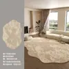 Alfombra de Sala de Estar de Lujo Ligero de Gama Alta, Alfombrilla Irregular para Sofá, Pelo Rizo Grueso, Fácil de Mantener, Alfombra Estándar para Hogares Grandes