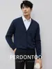 Tejido de Textura NubeCardigan de Punto de Hilo Suave de Alto Grado de 12 Calibres para Hombre, Color Sólido de Primavera y Otoño, Cómodo y Amigable con la Piel, Suéter Abierto