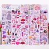 Pegatinas Estéreo de Mascarada 3D Lápiz Labial Perfume Vestido Tacones Altos Bolso Niña DIY Decoración para Funda de Teléfono Móvil