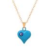 Collar de ojo de diablo de color amor, aleación retro, ojo étnico, colgante en forma de corazón, cadena de clavícula, collar cruzado