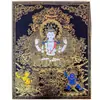 Tangka Nepalesa Premium Pintado a Mano Estatua de Buda Tara Verde y Estatua de Manjushri Pintura Adorno de Decoración para Escritorio