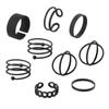 Conjunto de anillos negros de AliExpress para mujer, sencillos, de estilo Xi Feng Ha, de 9 piezas, al por mayor.