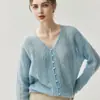 Campbell Yarn ~ Cárdigan de punto 75% cachemir, 25% seda de morera, cuello en V para mujer, calado, fino, suéter de corte holgado