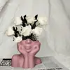 Molde de Silicona para Retrato de Medio Cuerpo con Soporte para Barbilla 3D, Florero Abstracto Humano Nórdico, Molde para Manualidades, Molde para Adorno de Yeso