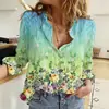Comercio Exterior Transfronterizo 2024 Cárdigan para Mujer Europeo y Americano Camisa de Manga Larga con Estampado de Flores 3D Top de Alta Gama Versátil para Mujer