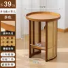 Mesa de Centro de Ratán para Sala de Estar, Uso en el Hogar, Mesa Lateral para Sofá, Mesa Lateral Sencilla para Dormitorio, Mesa de Té para Apartamento Pequeño, Mesa Pequeña Redonda con Almacenamiento
