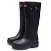Botas de Lluvia Estilo Coreano para Mujer Suela Gruesa Antideslizantes Botas Rojas de Caña Alta de Moda para Uso en Exteriores Camping Zapatos Impermeables Senderismo por Arroyos Recolección en la Playa Zapatos de Goma