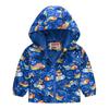 Chaqueta con capucha y cremallera para niños y niñas, temporada de primavera y otoño 2026, estampado de dinosaurio de dibujos animados, chaqueta casual