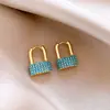 Brincos de franja com contas de zircônia azul vintage, estilo retrô francês, luxo leve e sensação de alta qualidade