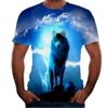 Comercio exterior transfronterizo nueva camiseta con estampado de animales 3D Tigre manga corta para hombre camiseta de león casual nuevo perro lobo ropa para hombre