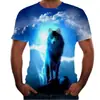 Exportación Transfronteriza Nueva Camiseta 3D Estampado Animal Tigre Manga Corta Hombre Camiseta León Casual Nuevo Perro Lobo Ropa para Hombre