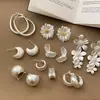 Pendientes Geométricos Mate Exagerados de Flor de Metal de Moda para Mujer, Pendientes de Moda de Personalidad Única de Nicho de Alta Gama