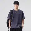 Camiseta de manga corta de peso pesado 210g para hombre Xintang, ajuste holgado de verano, top casual lavado estilo americano de marca