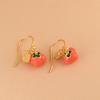 Ciervo Dorado Rey Plata S925 Chapado en Oro Ruyi Candado de Plata Carácter de Fortuna Joyería Caqui Esmaltada a Color Ruyi Aretes Aretes Aretes de Mujer