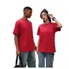 Camiseta de Algodón Puro de Doble Hilo Pesado de 260 g, Color Sólido, Corte Holgado, Cuello Redondo, Hombros Caídos, Manga Corta, Unisex, Texto Bordado y Estampado