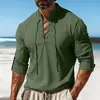 2026 Camiseta Henley Americana de Verão Masculina Amazon Gola Alta Manga Longa Casual Moda Versátil Em Estoque Tendência