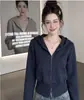 Sudadera Corta para Mujer, Nuevo Estilo Otoño 2026, Cárdigan con Cremallera Talla Pequeña, Holgada Casual Estilo Coreano Ropa para Mujer