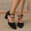 Zapatos de Tacón Alto Grueso con Correa para Mujer 2025 Primavera y Verano Nuevo Estilo Coreano Combinan con Todo Zapatos de Mujer Huecos de Punta Zapatos de Una Capa con Hebilla