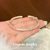 Nuevo Pulsera de Trébol de Cuatro Hojas y Nubes Auspiciosas Estilo Chino Color Esmalte Abrible Chapado en Ruyi Pulsera de Lujo Ligero Sensación de Alta Gama Accesorio de Muñeca