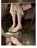 Sapatos de Salto Único Estilo Primavera 2025 Estilo Celebridade da Internet Feminino Bico Quadrado Raso Estilo Francês Sapato Baixo Mary Jane Prata Sapatos de Salto Único Sapatos Femininos Huizhou