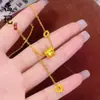 Tienda de Oro Mismo Estilo Collar de Corazón Picado Chapado en Oro Alta Retención de Color Floral Mariposa Moneda de los Cinco Emperadores Collar Venta al por Mayor
