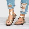 Sandalias de Punta con Tiras Cruzadas de Talla Grande para Exportación Europea y Americana para Mujer Zapatos Planos Transfronterizos Zapatillas y Sandalias de Playa de Talla Grande