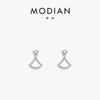 Aretes simples de plata S925 estilo coreano en forma de abanico con microincrustaciones de circonita, temperamento femenino, aretes populares europeos y americanos, joyería de comercio exterior transfronterizo